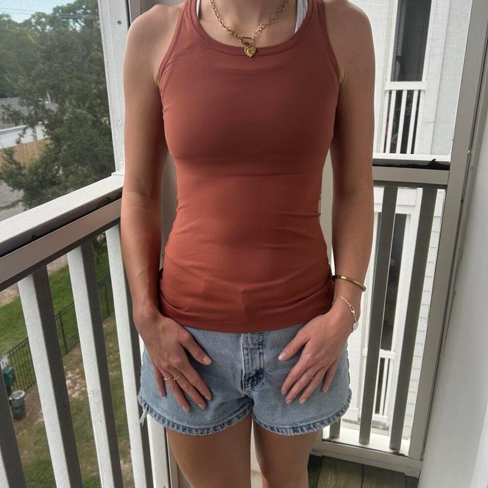 Lululemon Cool Racerback Tank Top Womens 4 Rust Terracotta Pink Fitt Activewear